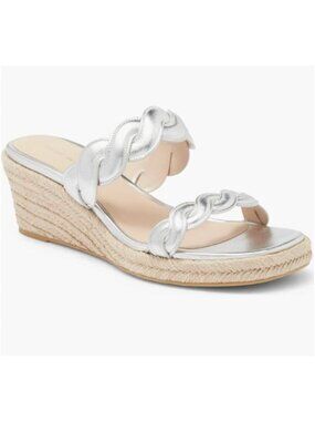 NEW Stuart Weitzman Twist Espadrille Wedge Sandal Silver US 9.5 EU 40 $425 [jb]